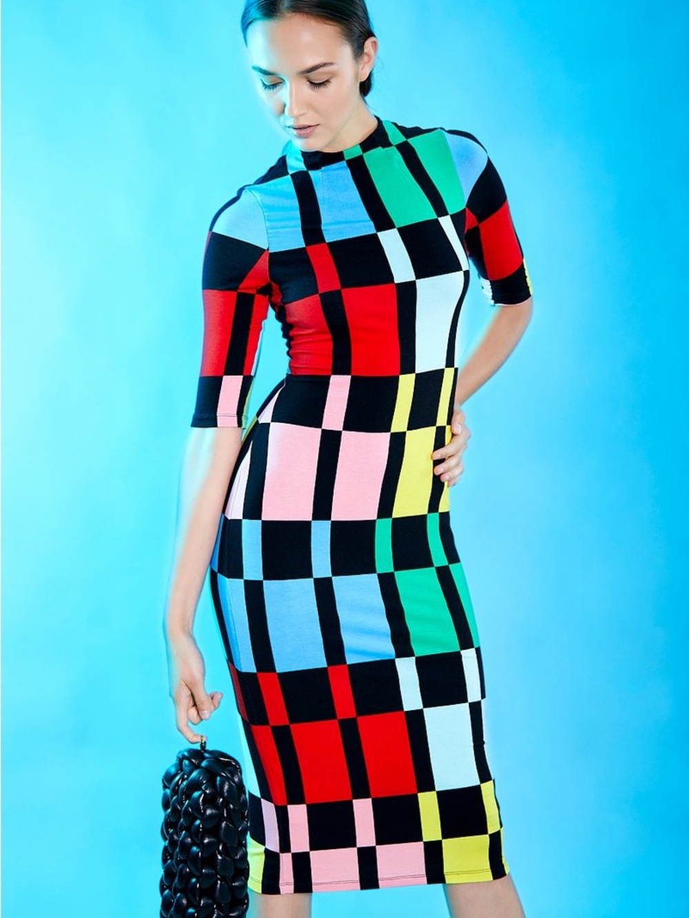 ALICE + OLIVIA • Delora Fitted Mock Neck Dress